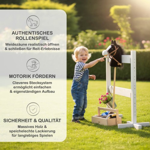 Steckenpferd Zaun fördert Bewegung Motorik und sicheres Spielen