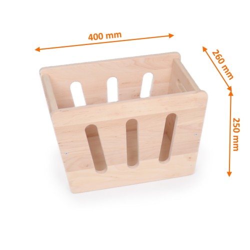Achse mit Rädern für Wäschekorb aus massivem Holz | Holzkiste | Ordnungsbox
