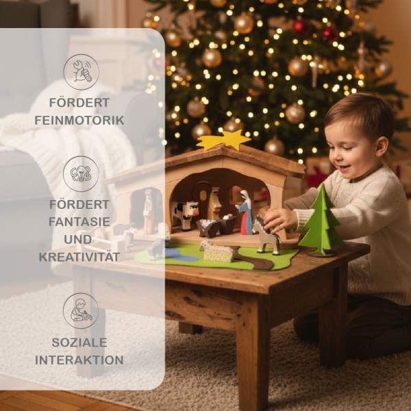 Weihnachtskrippe für Kinder aus Holz von Holzspielzeug Peitz