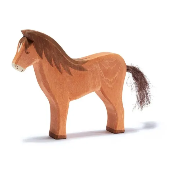 Ostheimer- braunes Pferd Weihnachtsgeschenk Holz öko Naturspielzeug pädagogisch wertvolles Spielzeug Montessori Waldorf Holztiger Ostheimer Spielbauernhof