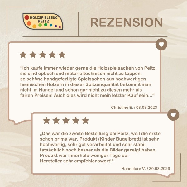 Bewertung und Kundenmeinung zum Kinder Bügelbrett aus Holz