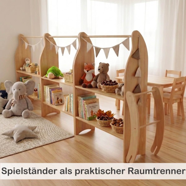 Spielständer als praktischer Raumteiler nutzbar.