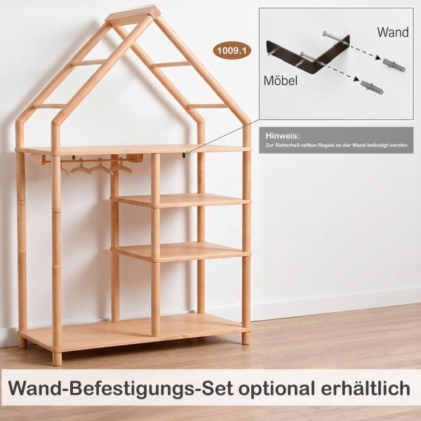 Montessori Kleiderschrank mit optionalem Wandbefestigungs-Set für mehr Sicherheit