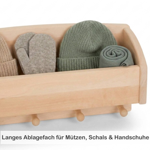 Großes Ablagefach bietet zusätzlichen Stauraum für Mützen, Schals, Handschuhe und Accessoires