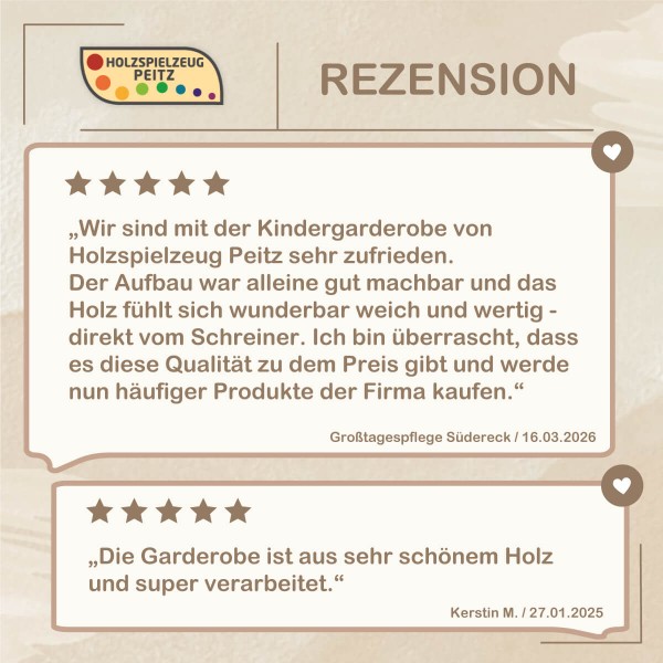 Was unsere Kunden zur Kindergarderobe sagen