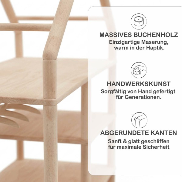 Montessori Kleiderschrank aus massivem Holz mit abgerundeten Kanten und hochwertiger Verarbeitung