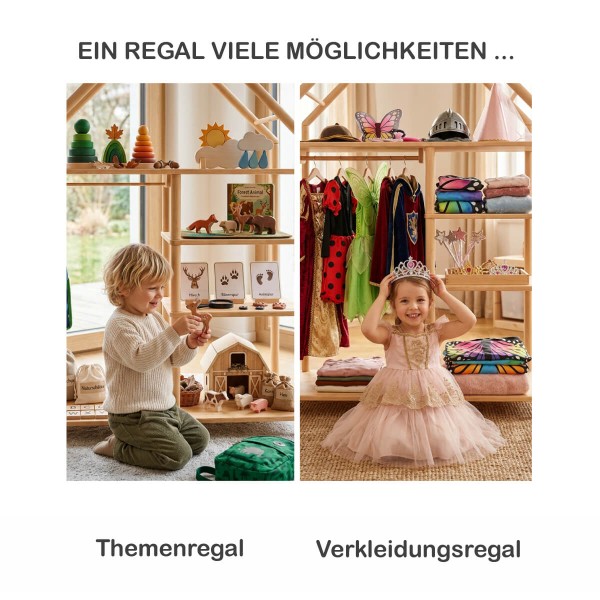 Montessori Kleiderschrank vielseitig nutzbar als Themenregal und/oder Verkleidungsregal