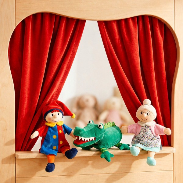 Vorhang rot für Marionettentheater - Zusätzlich Handpuppen bestellbar