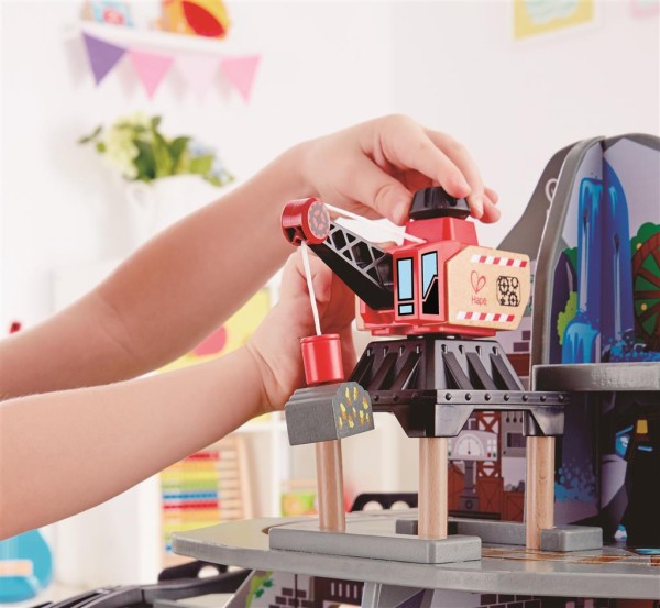 Kran-Einheit-Riesiege-Bergmine-Bahnhof – Holz-Eisenbahn – Kinder-Holzspielzeug – ökologisch wertvoll – Montessori – Bio-Spielzeug – kreatives Kinderzimmer-Spielzeug-Spielspaß
