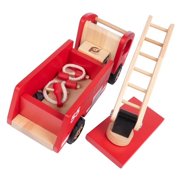 Kinder-Feuerwehrauto-Holz-Schlauch