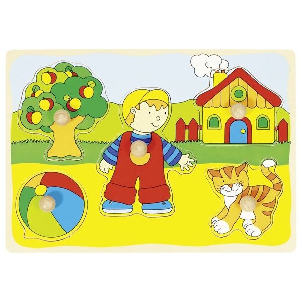 Haus-Katze-Puzzle-Steckpuzzle-Bauernhof-Geduldspiel-Knobelei-Geburtstag – Mitbringsel