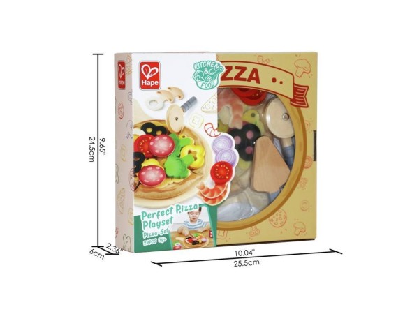 eingepackte Pizza aus Holz für Kinder