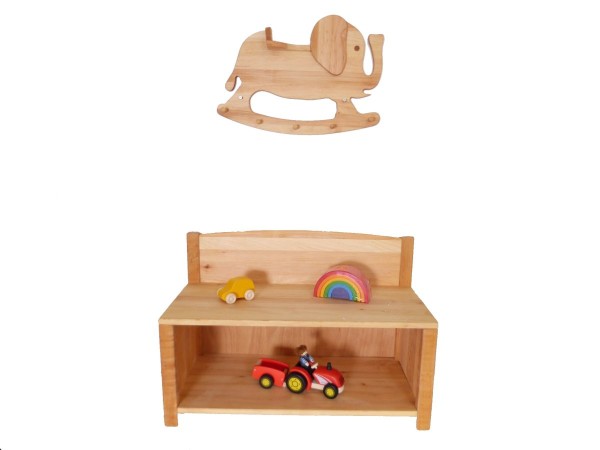 optionale Kombination mit Kinder-Schuhschrank, Sitzbank - Elefant-Garderobe-Kleinkindergarderobe – für Kindergarten, Kinderzimmer, Flur,Eingang – pädagogisch wertvolles Holzspielzeug – ökologisch und gesundes Kinder-Spielzeug - Ordnung- Jacken - Mütze