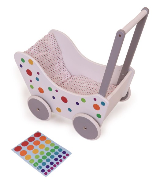 Bunte Klebepunkte für Puppenwagen