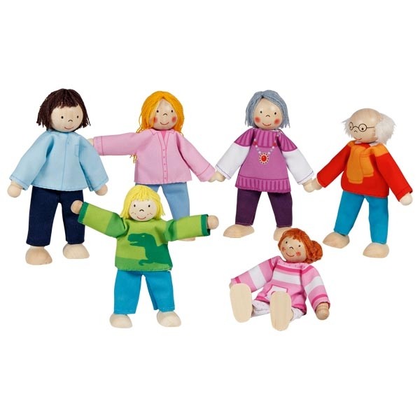 Goki Biegepuppen Moderne Familie 51496 - Bio-Kinderspielzeug – Feinmotorik fördern – pädagogisches Spielzeug – Waldorf geeignet - Kreative Ideen