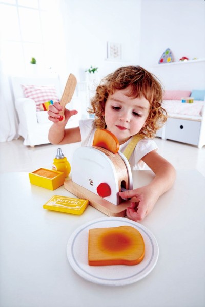 Toaster Set aus Holz - 7-teilig - mit passendem Zubehör