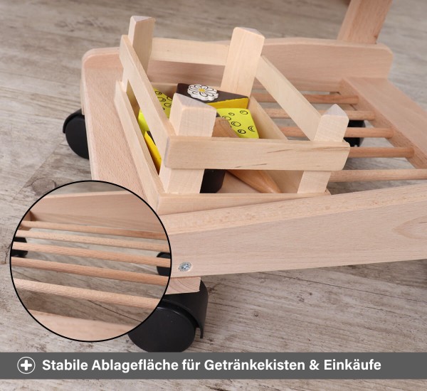 Kinder Einkaufswagen - Stabile Ablagefläche für Getränkekisten und Einkäufe