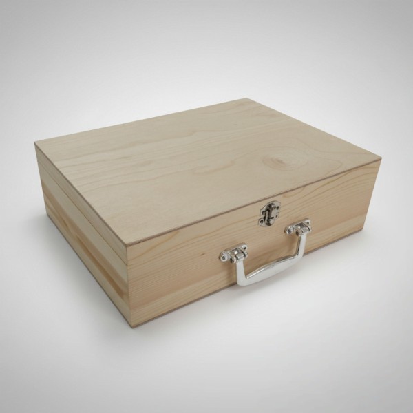 Große Erinnerungsbox Holz mit Verschluss und Griff