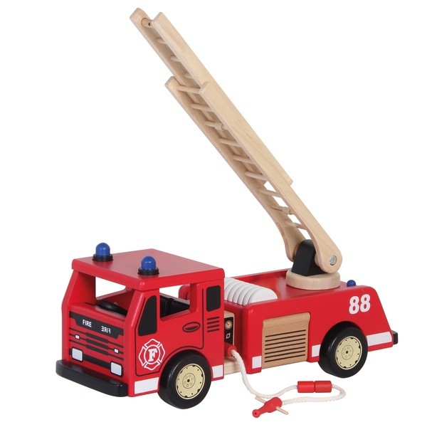 Feuerwehrauto rot mit Drehleiter