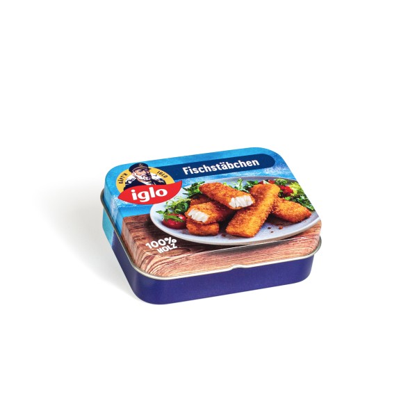 Fischstäbchen Metalldose von iglo. 