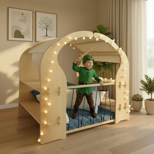 Holz-Gefängnis Spielzeug im Robin-Hood-Rollenspiel – Kind erlebt Abenteuer und trainiert Vorstellungskraft im Kinderzimmer