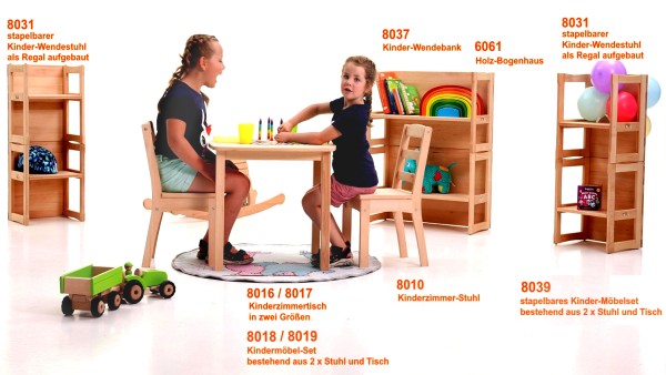 Massivholz-Kinderzimmer-Bank-Moebel-Set