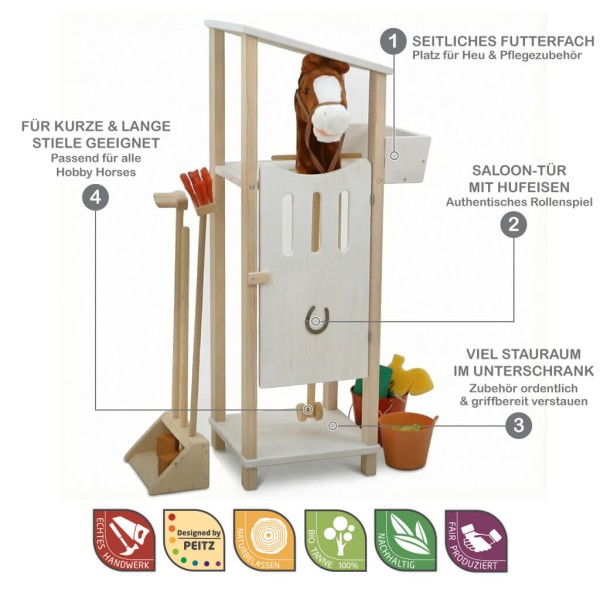Hobby Horse Stall mit Saloontür Futterfach und Stauraum im Unterschrank