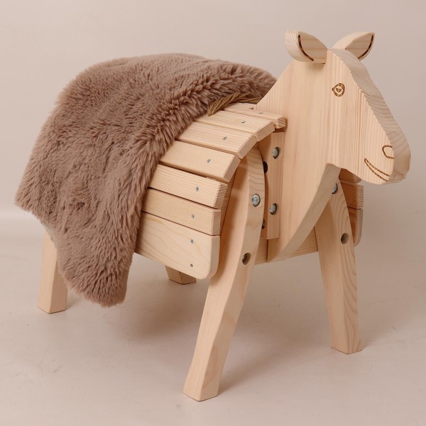 Holz Schaf - Mit Fell