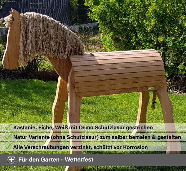 Wetterfestes Holzpferd für den Garten mit Osmo Schutzlasur