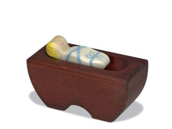 Krippenfigur Jesuskind in Krippe von Holztiger