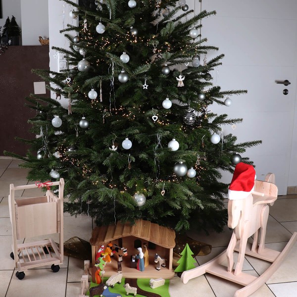 Kinder Einkaufswagen mit Schleife im Weihnachtslook