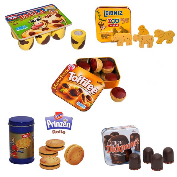 Kinder Kiosk Zubehör Set mit verschiedenen Süßigkeiten.