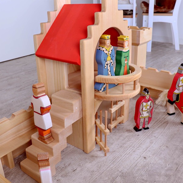 Kinder Ritterburg Schloss mit Figuren - Königspaar auf dem Balkon