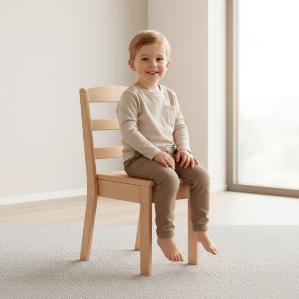 Stuhl aus Massivholz für Kinder zum Sitzen