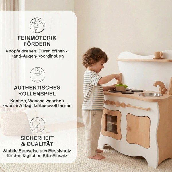 Kinderküche weiß fördert Lernen Feinmotorik