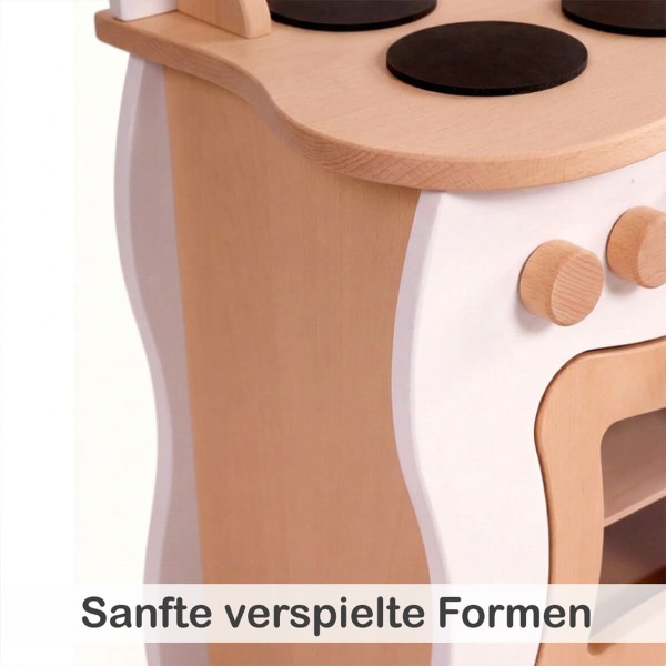 Kinderküche Rundungen sicheres Design Holz - weiß