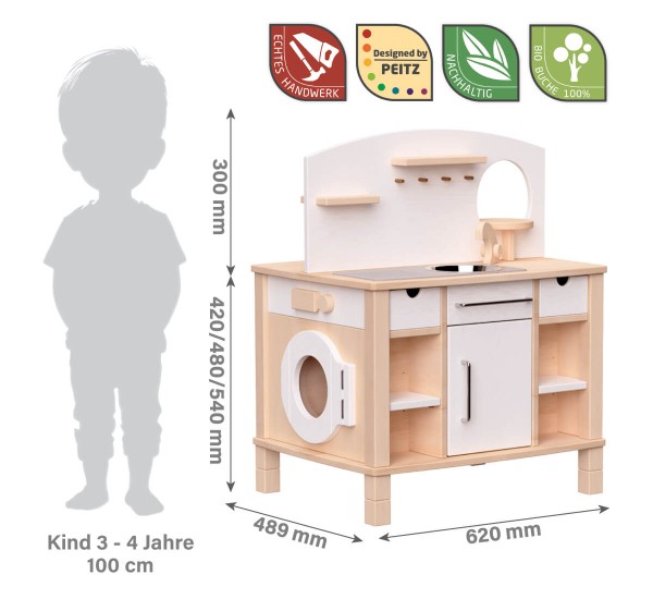 Abmessungen Kinderküche Cinderella weiß