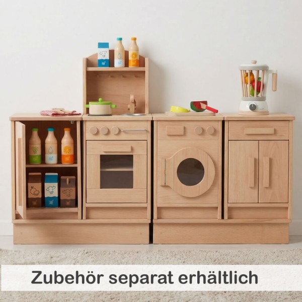 Holz Kinderküche mit passendem Küchenzubehör für noch mehr Spielideen und Rollenspielspaß