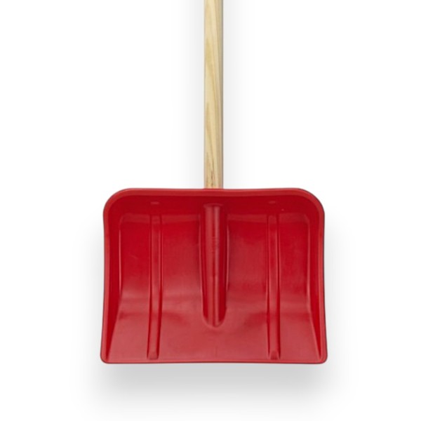Roter Kinder-Schneeräumer aus Kunststoff mit Holzstiel Kunststoff Schneeschieber für Kinder in Rot Winterspielzeug Kinder roter Schneeräumer