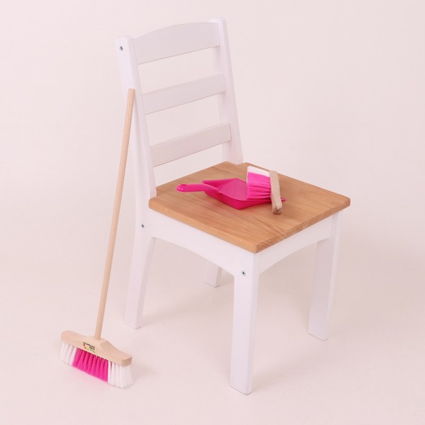 Pinkes Besenset mit Kinderbesen und Handfeger