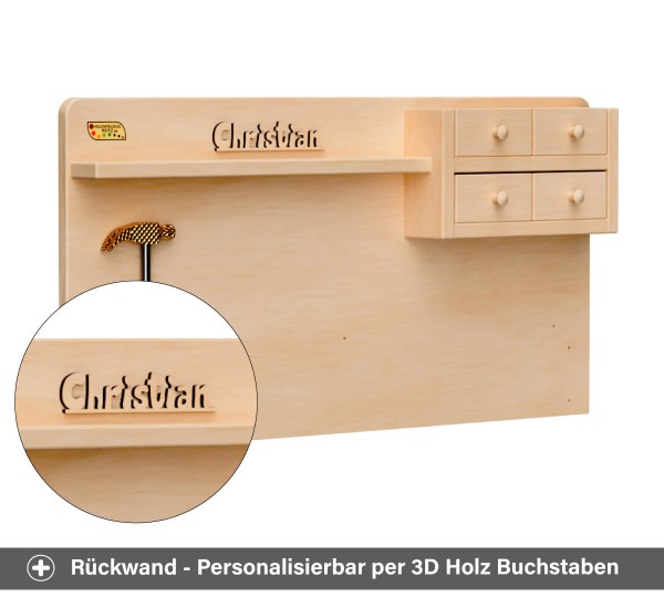 Kita Kinder Werkbank - Personalisierbar per 3D Holzbuchstaben