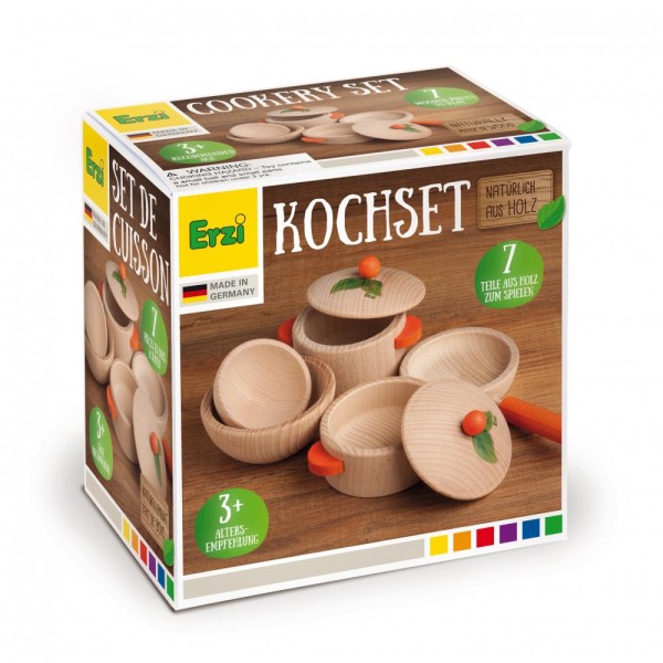 Kinder-Kochtopf-Set Natur -Massivholz
