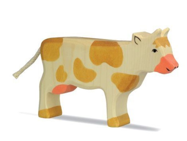 Holzfigur Kuh Holztiger 80.010 Kinderspielzeug Holzbauernhof fuer Kinder