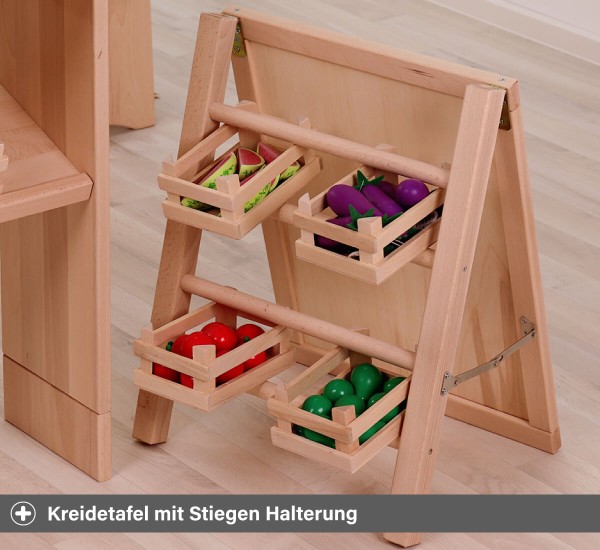 Kundenstopper Tafel aus Holz - Optional mit Stiegenset bestellbar