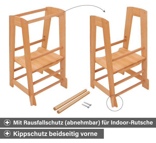 Lernturm geschlossen - mit abnehmbarem Rausfallschutz und Kippschutz
