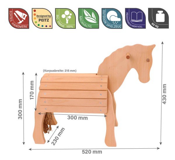 Mini Holzpferd Abmessungen