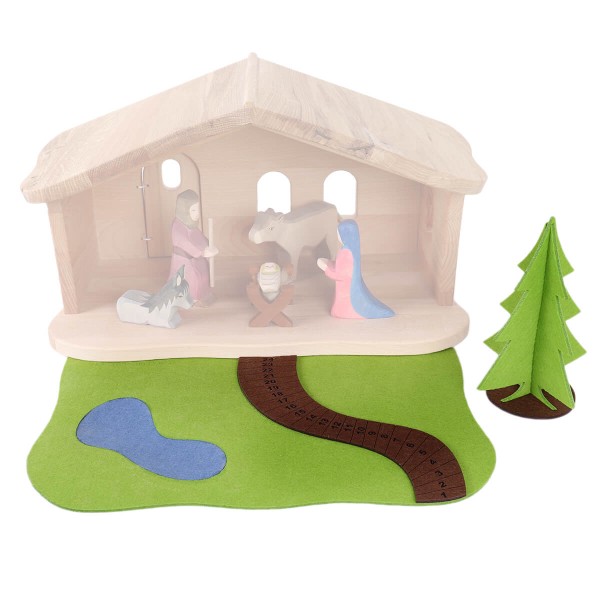 Krippenlandschaft - Weihnachtskrippe erweiterbar mit der Krippenlandschaft und Holzfiguren