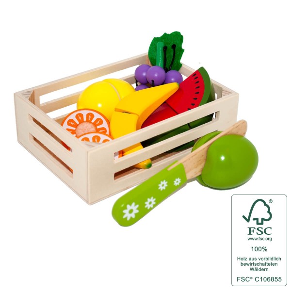 Obst Set in Holzstiege - Tanner Kinderspielzeug - Mit FSC Siegel