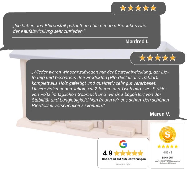 Was unsere Kunden über den Kinder Pferdestall grau sagen
