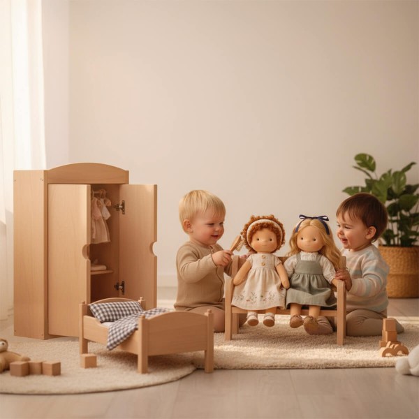 Puppenschrank Garderobe für Kleinkinder zum Spielen
